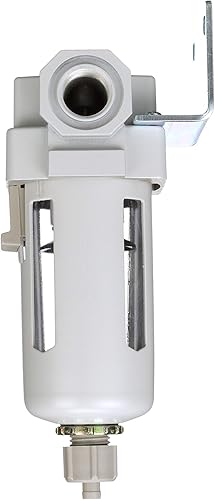 Miniatura 4 de PneumaticPlus SAF300-N03B Filtro de partículas de aire comprimido 38" NPT, 10 Micron, Cuenco de polietileno, drenaje manual, soporte