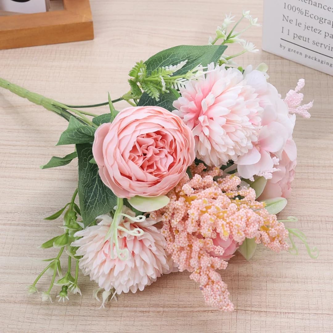 Bouquets de mariée artificiels de pivoines roses sans flétrissement pour fête