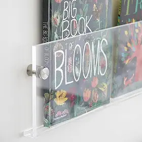 ROYALITA Pacote com 2 porta-revistas de acrílico, suporte de discos de vinil, estantes flutuantes para berçário, decoração de parede, suporte de revista suspenso para sala de espera, sala de estar
