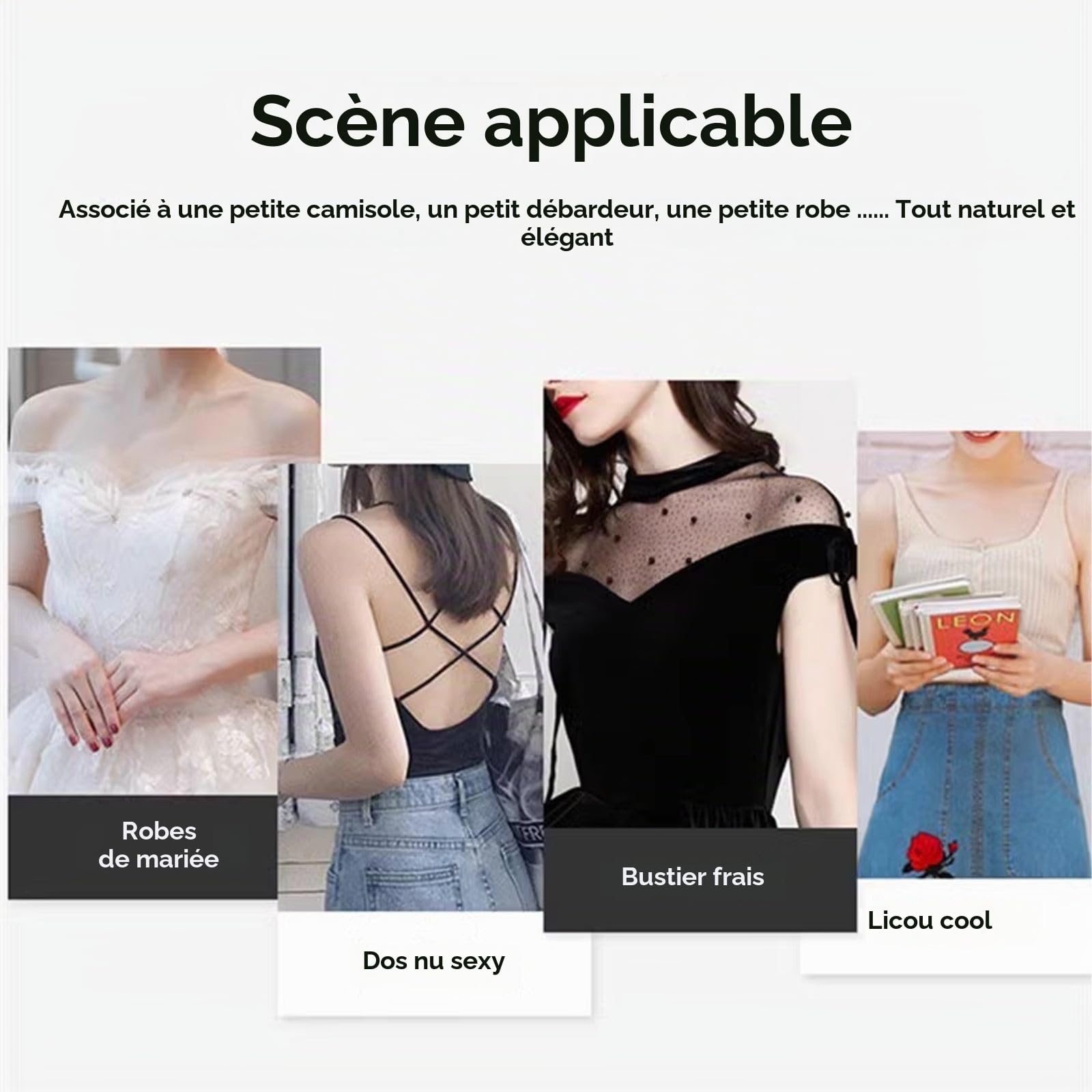 SSKHE 2 Pièces Soutien Gorge Adhesif avec 4 Coussins de Mamelon,Dos Nu,Soutien Gorge Invisible sans Bretelle Réutilisable pour Les Robes de Soirée Robes de Mariée