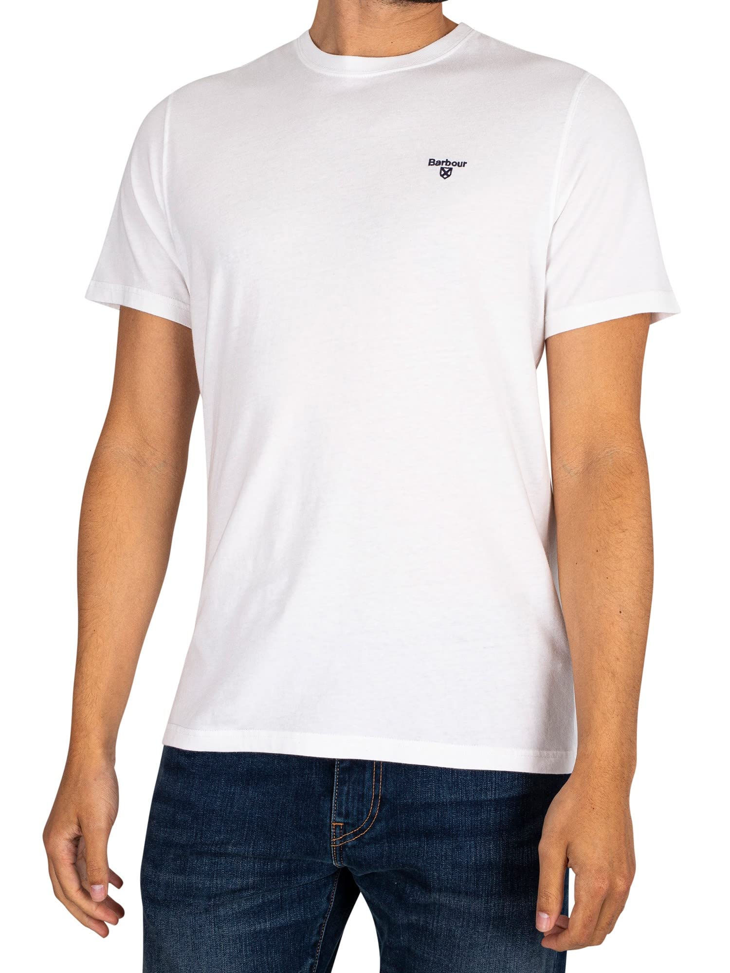 Barbour Short Sleeve Essential Sports Logo T-Shirt, White, Size M, Men