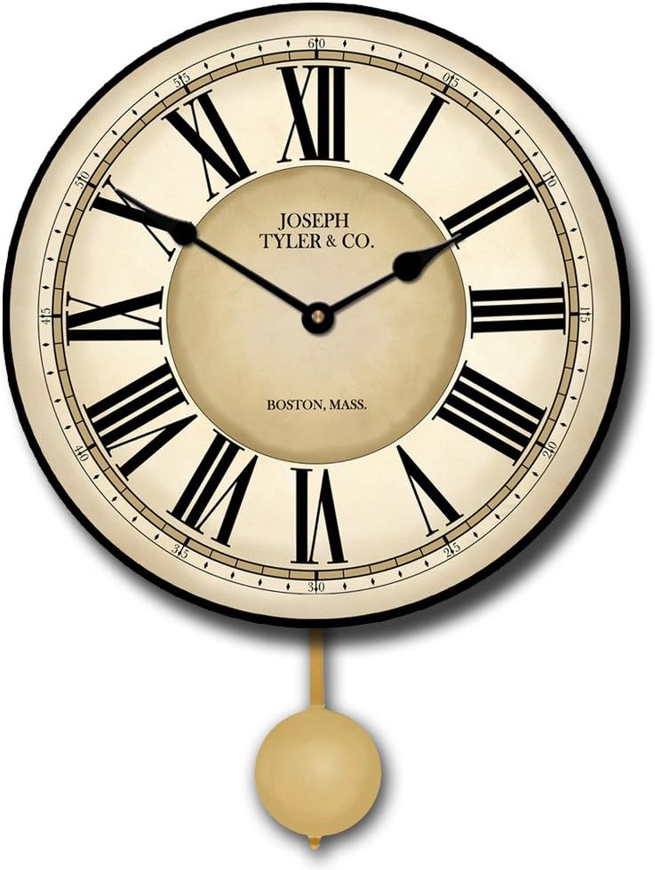 Waterford Pendulum Wall Clock | Ultra Quiet Quartz Mechanism | Hand Made in USA Beautiful Crisp Lasting Color | Comes in 8 Sizes | 12-Inch