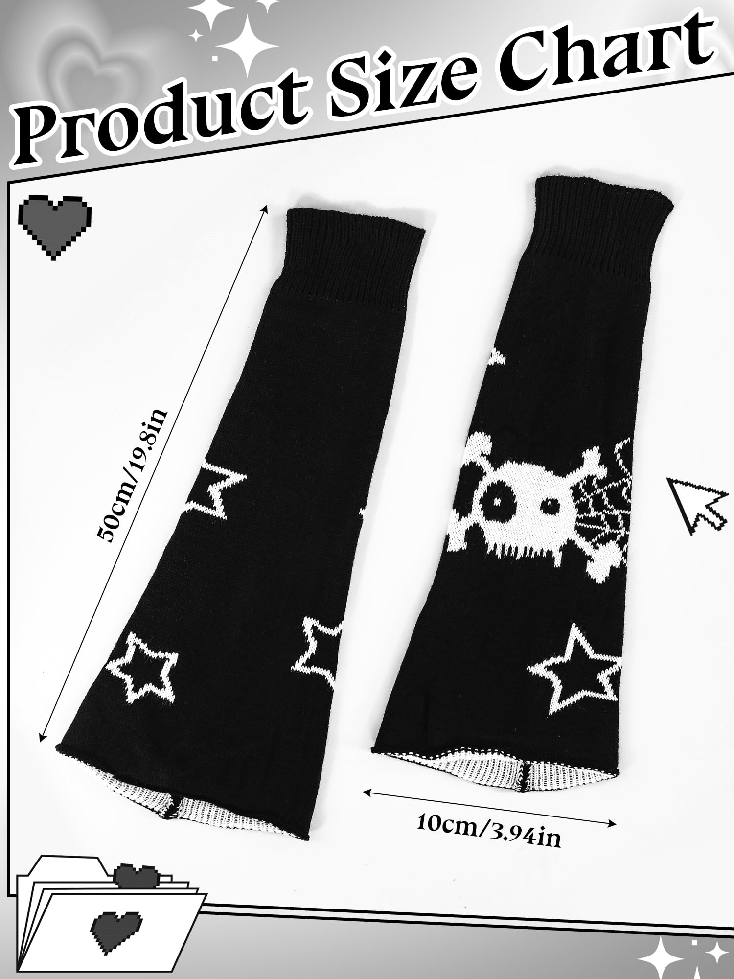 Geyoga 6 Pairs Y2k Accessories Harajuku Winter Leg Warmers Girls Gyaru Japan Kawaii Leg Warmers Goth Lolita Knit Boot Socks: Spider Web