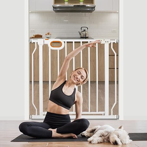 Puerta de seguridad para bebés de 29 a 33 pulgadas de ancho, puerta de seguridad para mascotas con puertas de montaje a presión para niños y perros