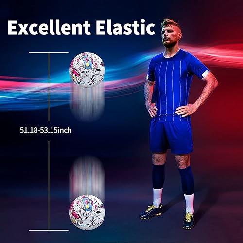 Miniatura 3 de Balón de fútbol tamaño 5 con superficie de dibujos animados de grafiti, 32 paneles antideslizantes para práctica de recreación, pelotas de fútbol de