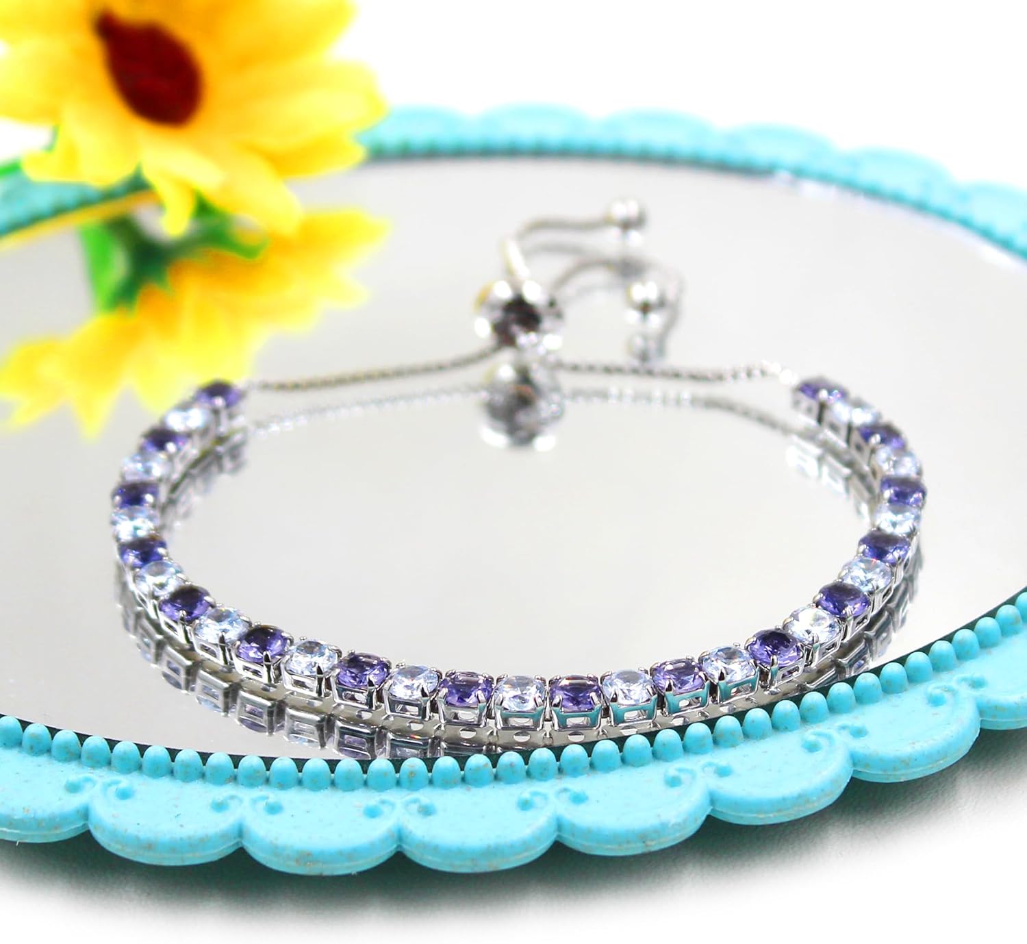 Uloveido Adjustable Slider Tennis Bracelet for Women - 4mm Cubic Zirconia Classic Bracelet - Summer Jewelry Gift for Women - Image 4