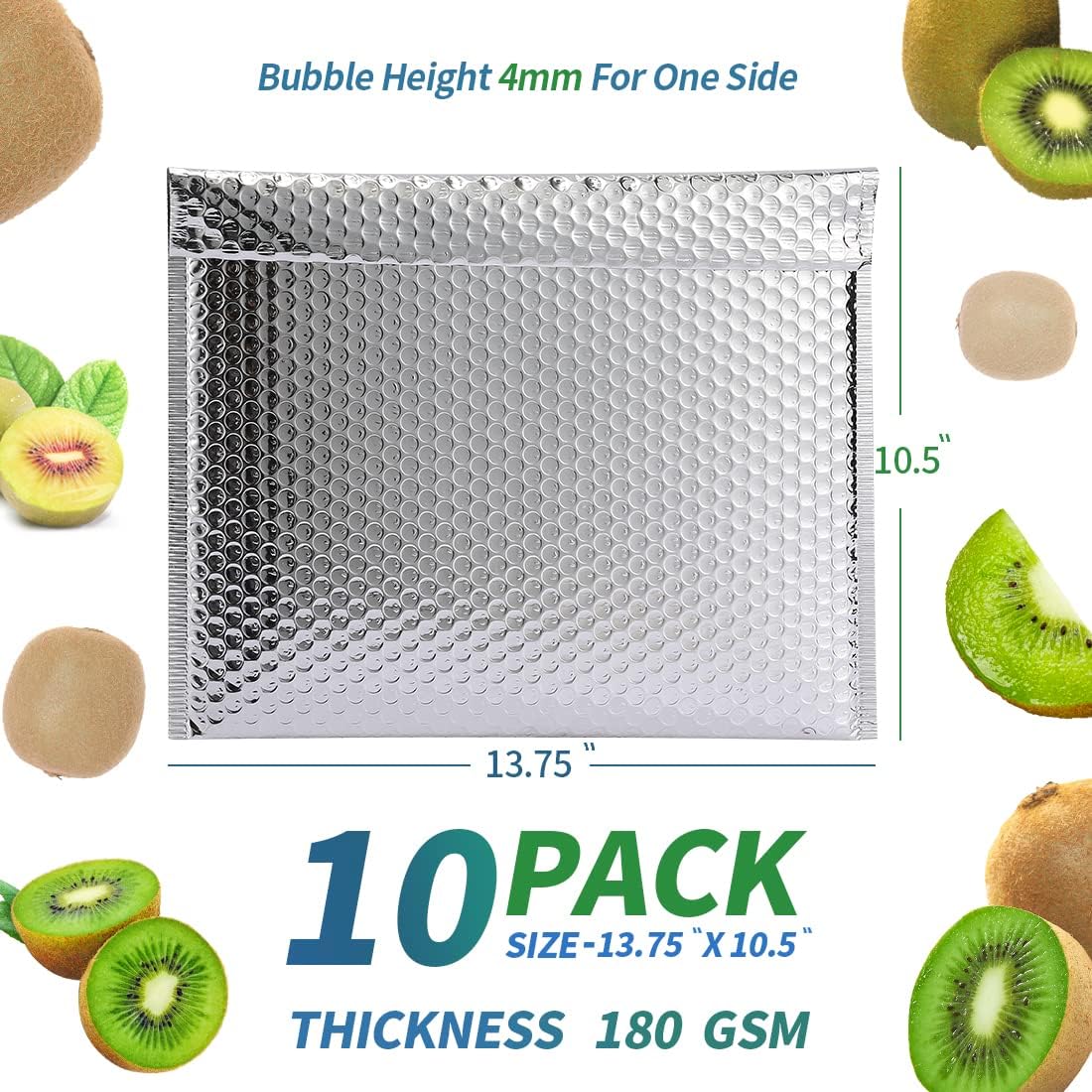 Thermal Bubble Mailer 13.75 x 10.5 Inch, Pack of 10 Cool Bubble Mailers,Insulated Mailers for Cold Shipping, Waterproof Foil Mailing Envelopes,Insulated Shipping Bags for Food,Perishables