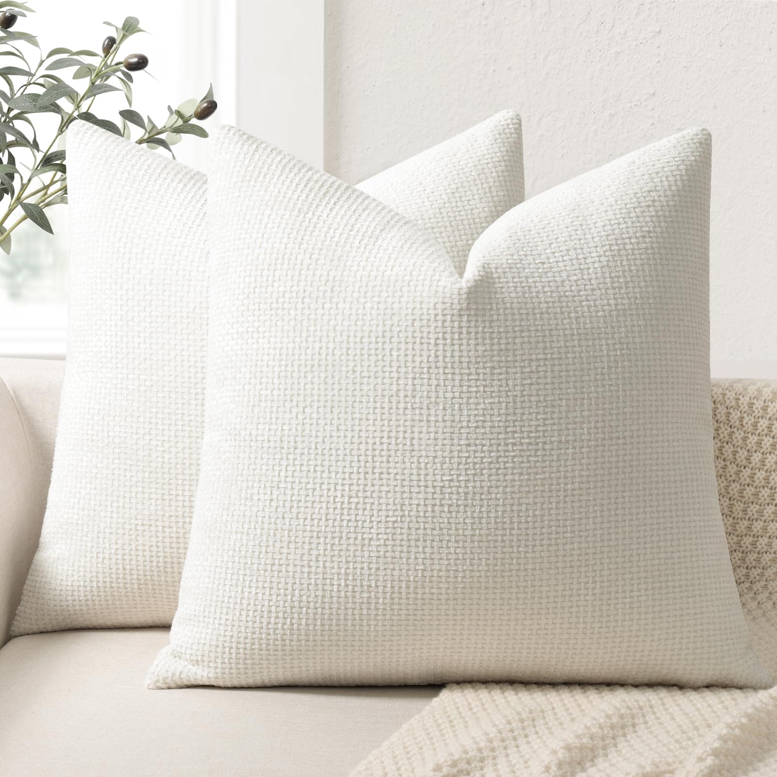 ZWJD Kissenbezug 2er Set Chenille Kissenbezüge Sofakissen Kissenhüllen Dekokissen Weiche Sofakissenbezug für Couch, Bett und Wohnzimmer Heimdekoration Luxus Zierkissenbezüge