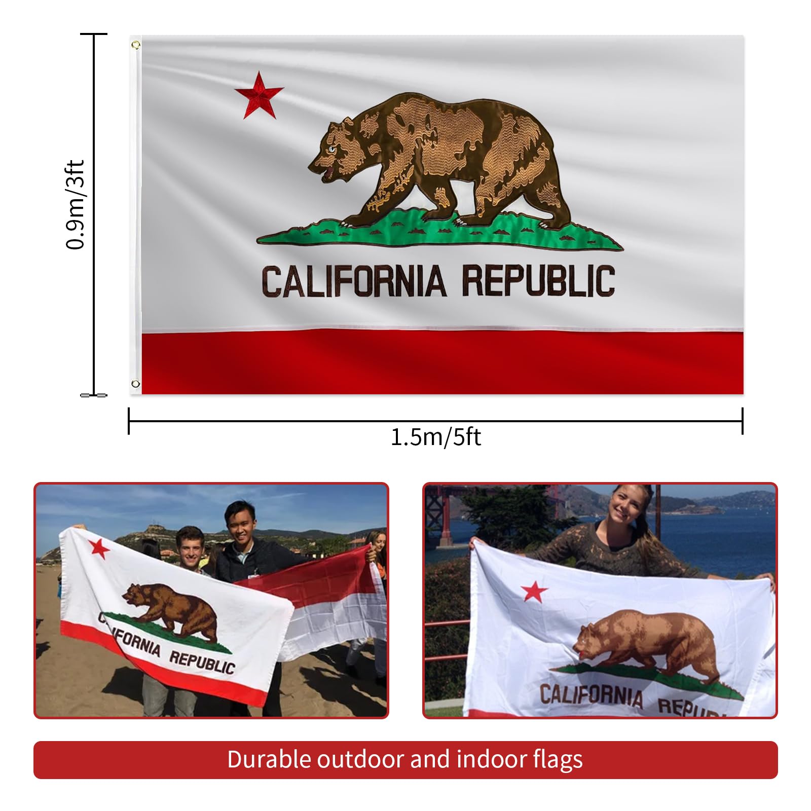 Amazon.co.jp: カリフォルニア州旗 3x5フィート 屋外 両面高耐久210D