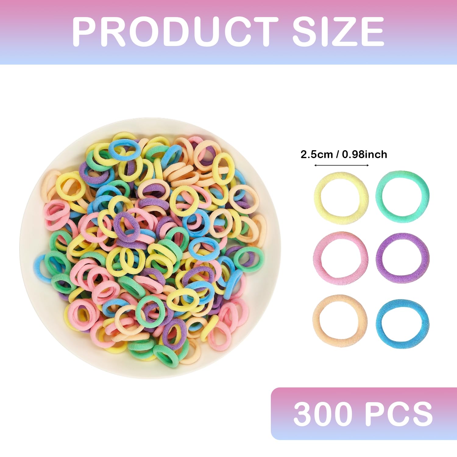 300 Pcs Colorful Baby Hair Bands - Image 2