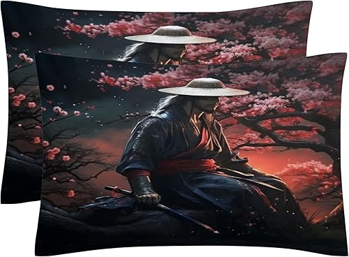 Miniatura 3 de Samurai - Juego de funda de edredón tamaño matrimonial, juego de ropa de cama japonés de 3 piezas, funda de edredón con estampado de microfibra