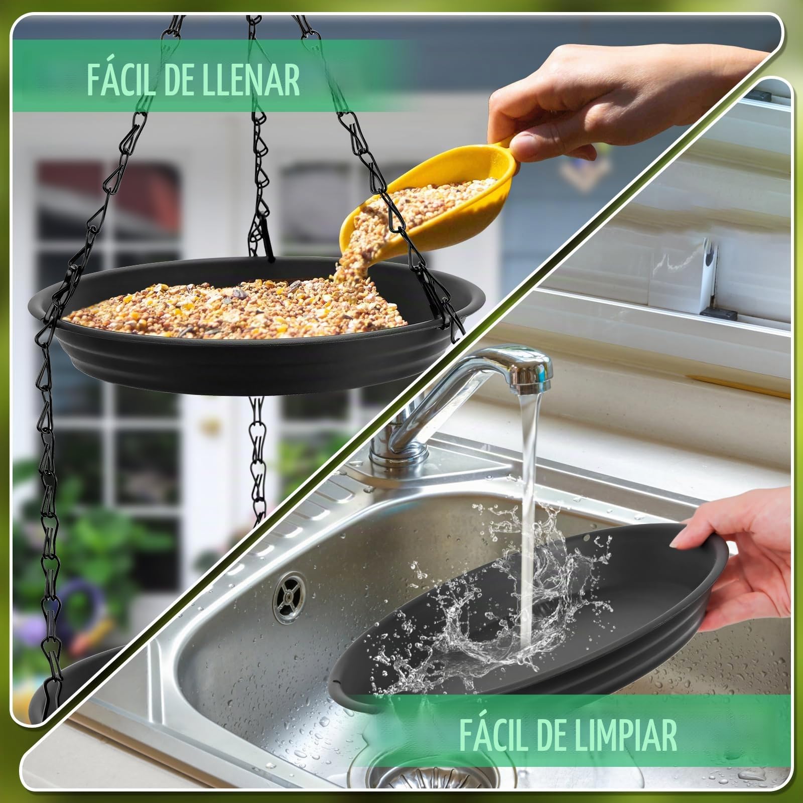 Hysagtek Bebedero colgante para pájaros, comedero para pájaros en dos niveles, comederos de plástico para aves silvestres, comederos para jardín/balcón