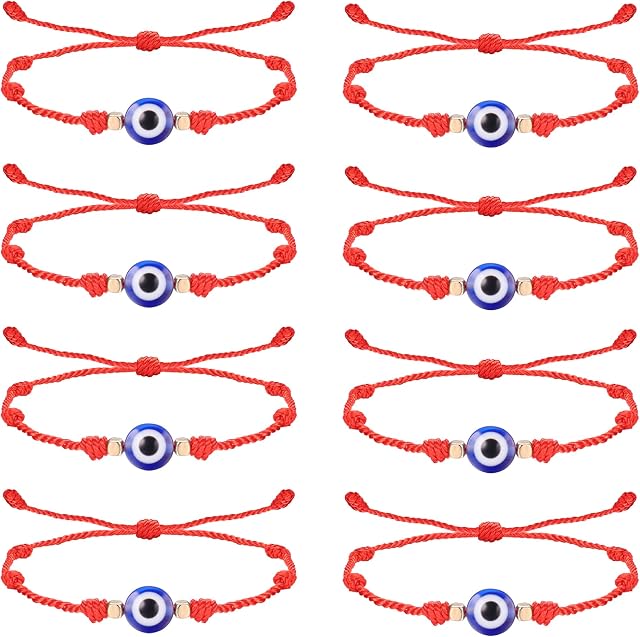 JeryWe 8 Pieces Evil Eye Bracelets Ojo Bracelets Red String Evil Eye Jewelry for Protection and Blessing Adjustable