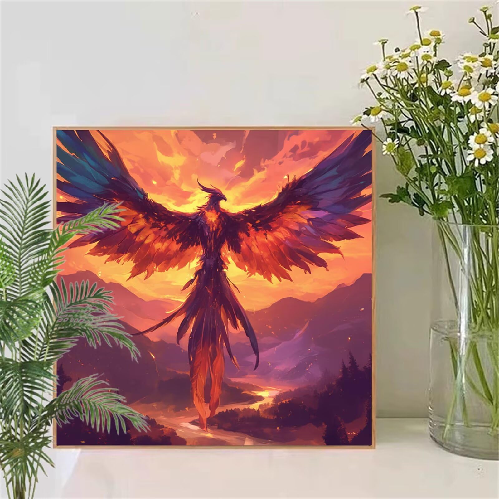 Diamentowy obraz krajobraz 80x80cm 2025 nowy diamentowy obraz feniks 5D DIY kwadratowy haft diamentowy z akcesoriami ręczna aktywność dla dorosłych kreatywne obrazy artystyczne zestaw do dekoracji