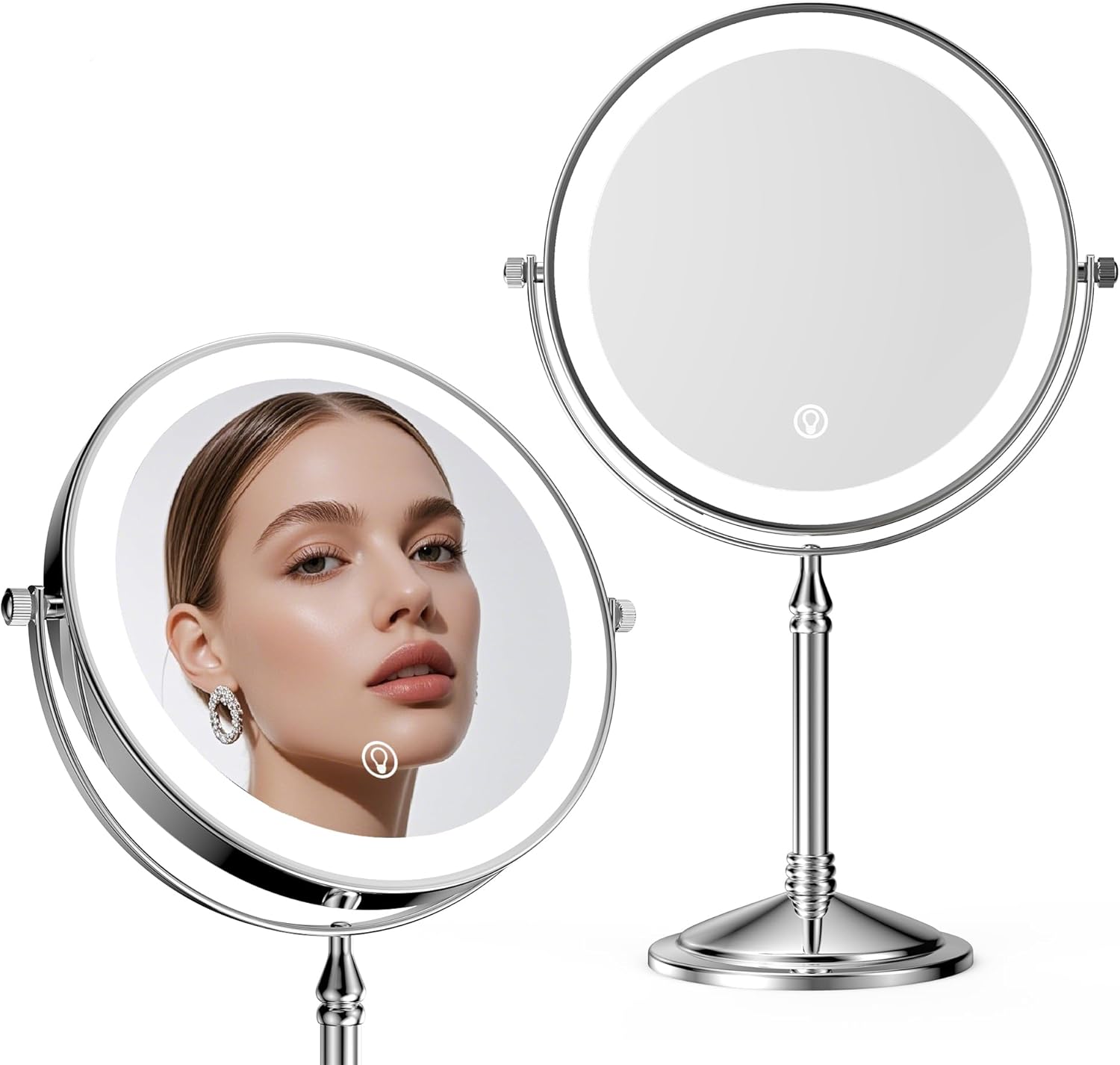 DOWRY Makeup Mirror 10x Magnification Vanity Mirror Tabletop Two-Sided Swivel Gifts for Women Wife Mom Teengirls Gold Finish(10X)