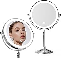 Vista 1 de DOWRY Espejo de maquillaje iluminado recargable de 4000 mAh, espejo de tocador de 20 aumentos, espejo giratorio de dos caras para mujeres, esposa