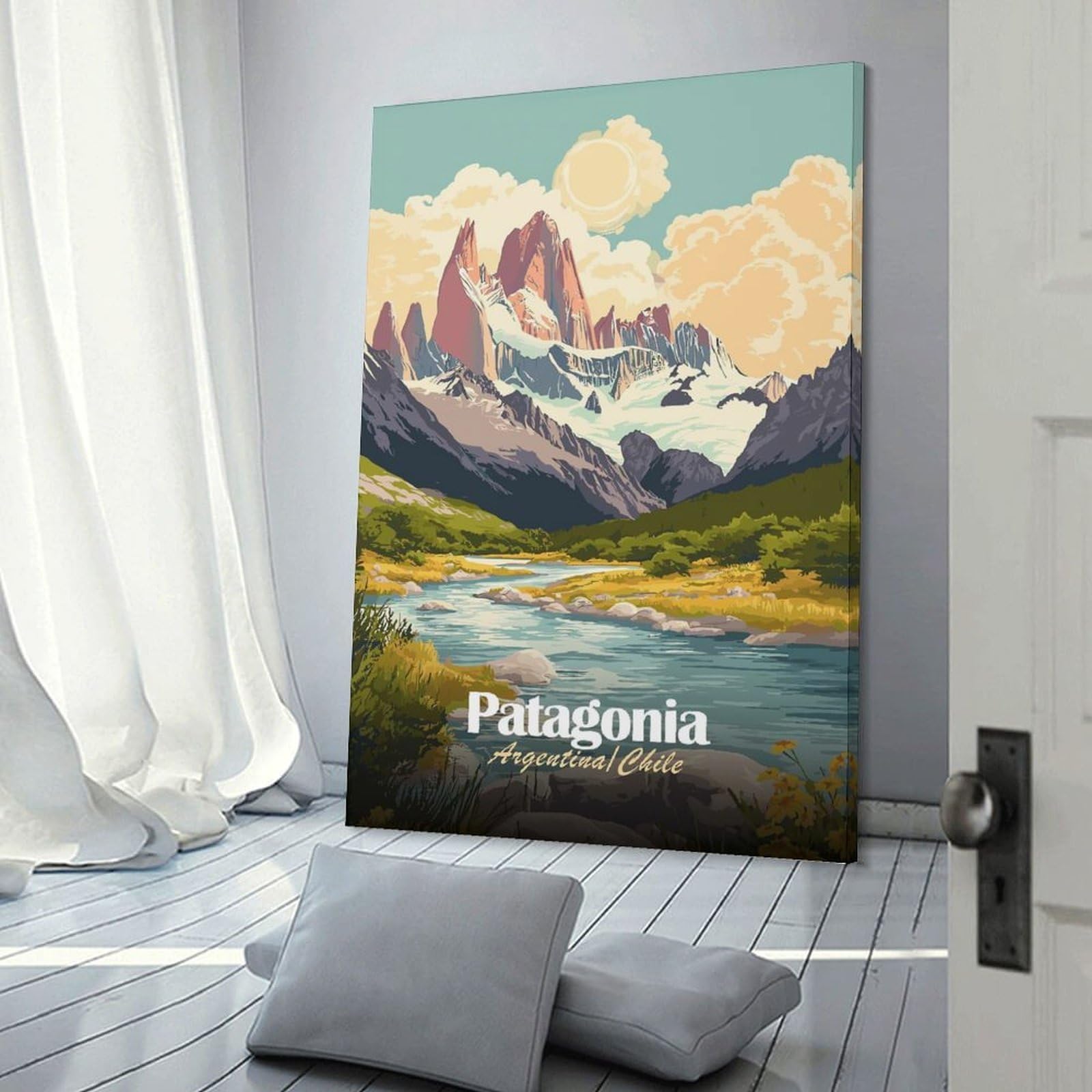 Junmoney Patagonia Argentina Chile Landscape Art Room Decor Wall Art, 20x30inch(50x75cm), for Gallery Wall Decor And Room Displays, Decorative Artwork with Flexible Styling
