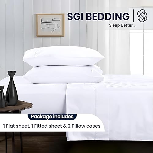 Miniatura 2 de SGI bedding Juego de sábanas de algodón egipcio de 1000 hilos tamaño individual, sábanas súper suaves y duraderas de lujo de alta calidad, tejido