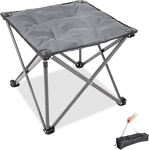 Miniatura 13 de FUNDANGO Taburete de Campamento Extragrande para Adultos, Otomán Plegable con Acolchado Grueso de 18.1 Pulgadas para Descansar los Pies, Silla
