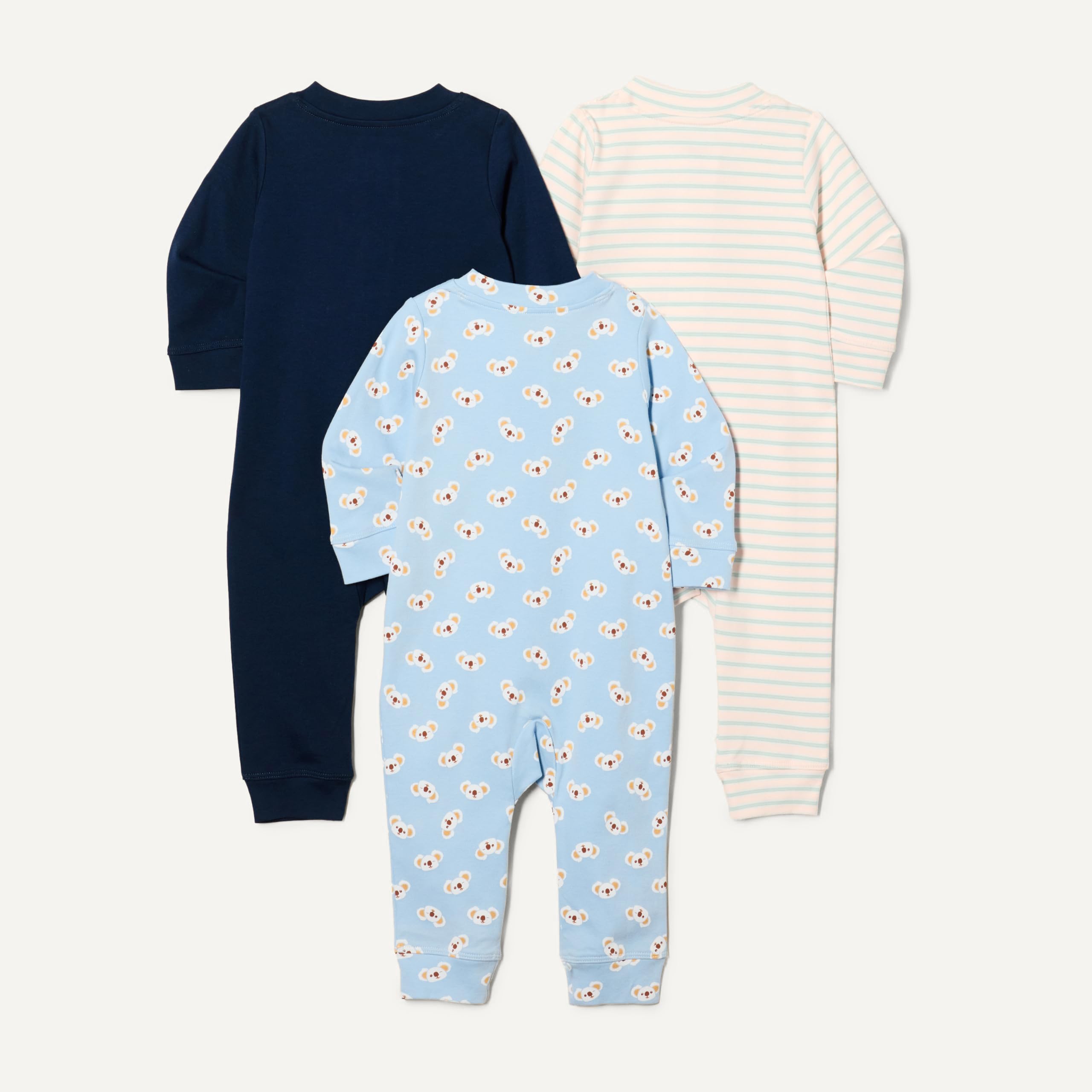 Amazon Essentials Pyjama sans Pieds Zippé en Coton Mixte Bébé, Lot de 3