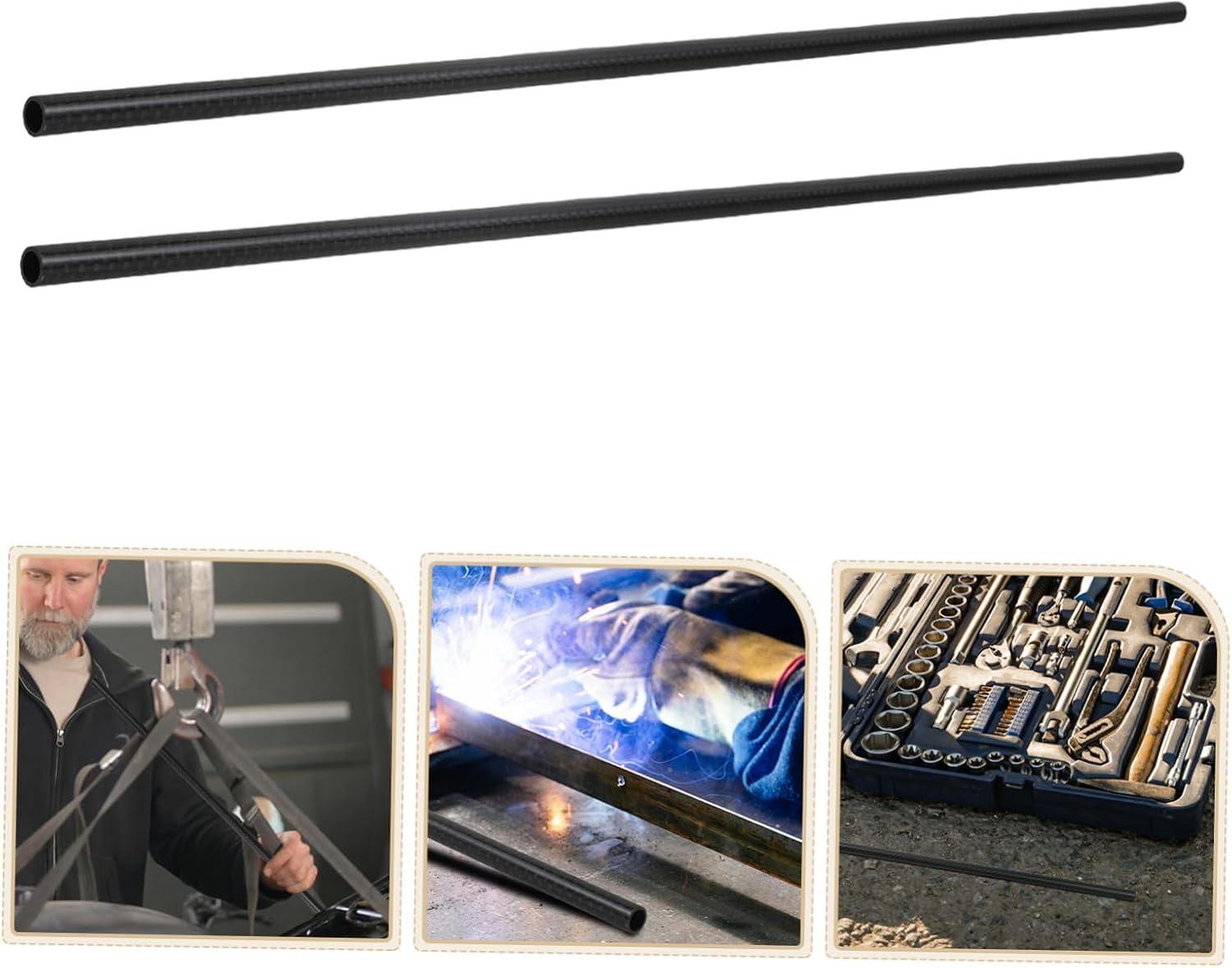 Hemobllo 2pcs High Strength Carbon Fiber Tubes Lightweight Hollow Design for Projects Versatile Applications Material Each