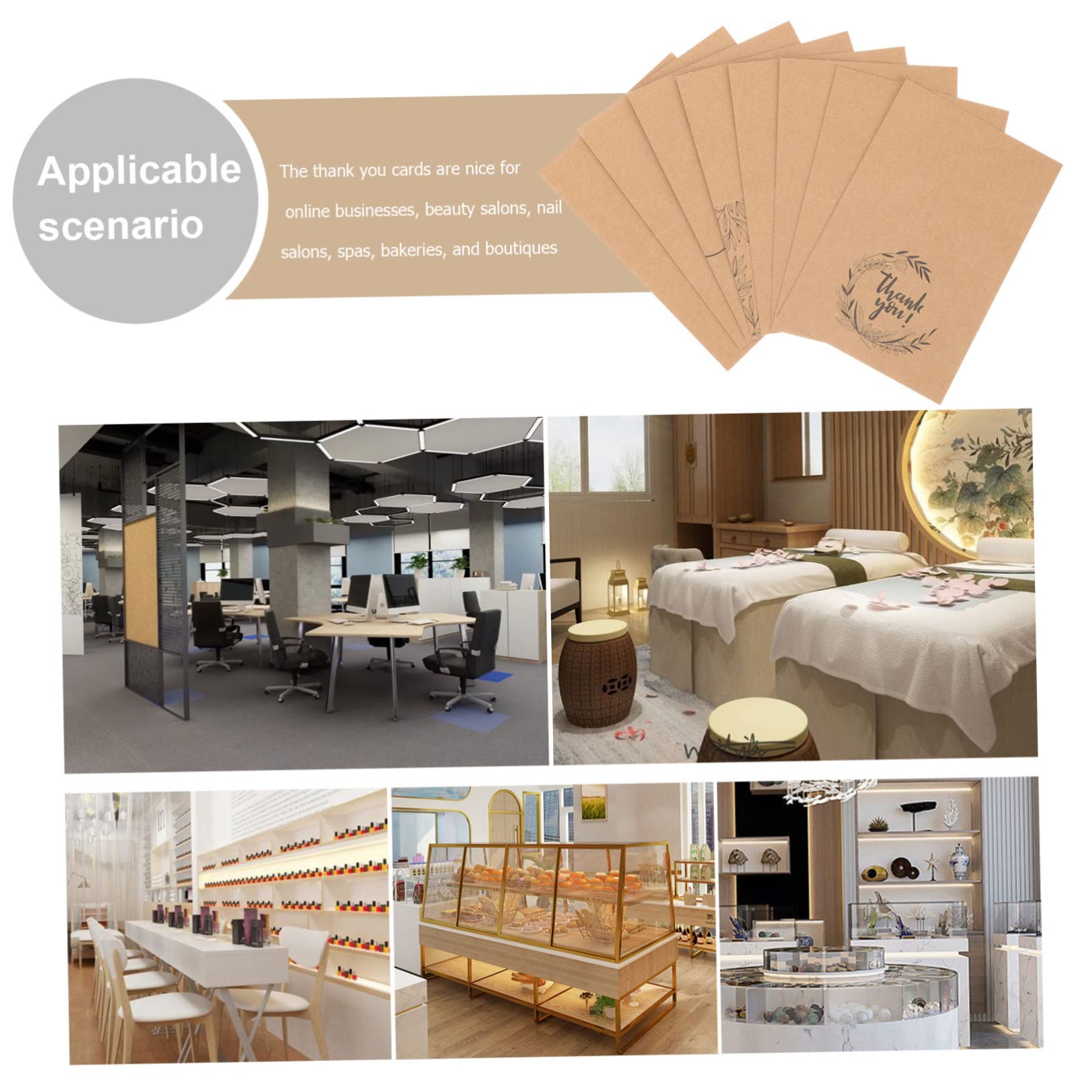 STOBOK 48sätze Kraftpapier Dankeskarten Für Kunden Schlichte Elegante Grußkarten Für Kleine Unternehmen Blumenläden Salons Und Boutiquen Mit Schönen Designs