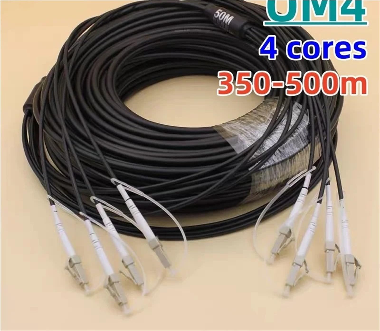 Cordon de raccordement en Fibre Optique blindé OM4 TPU à 4 cœurs, 350 m, 400 m, 500 m, 450 m, 4C, SC, LC, FC, St, A, multimode, 4 Fibres, for extérieur(OM4 SC-SC 400m)