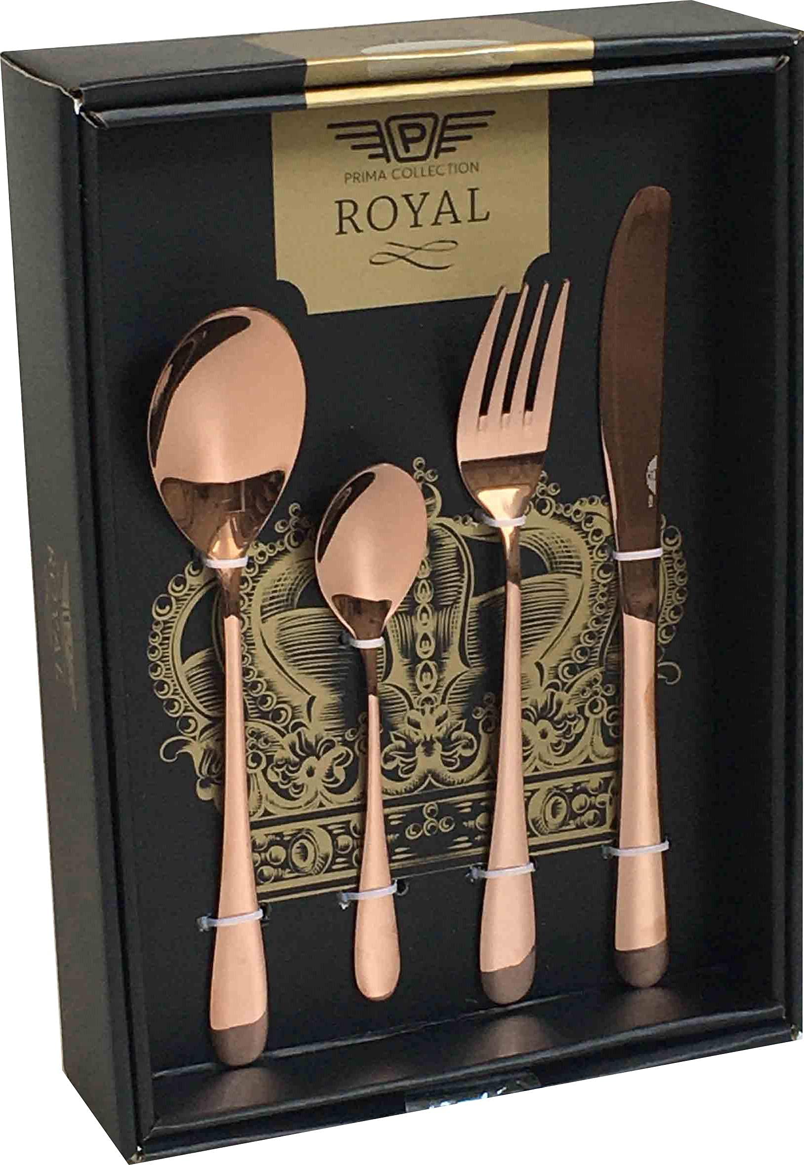Juego de 24 cubiertos de la serie Princess Pintinox, acero inoxidable, color bronce, con caja de regalo (6 personas)