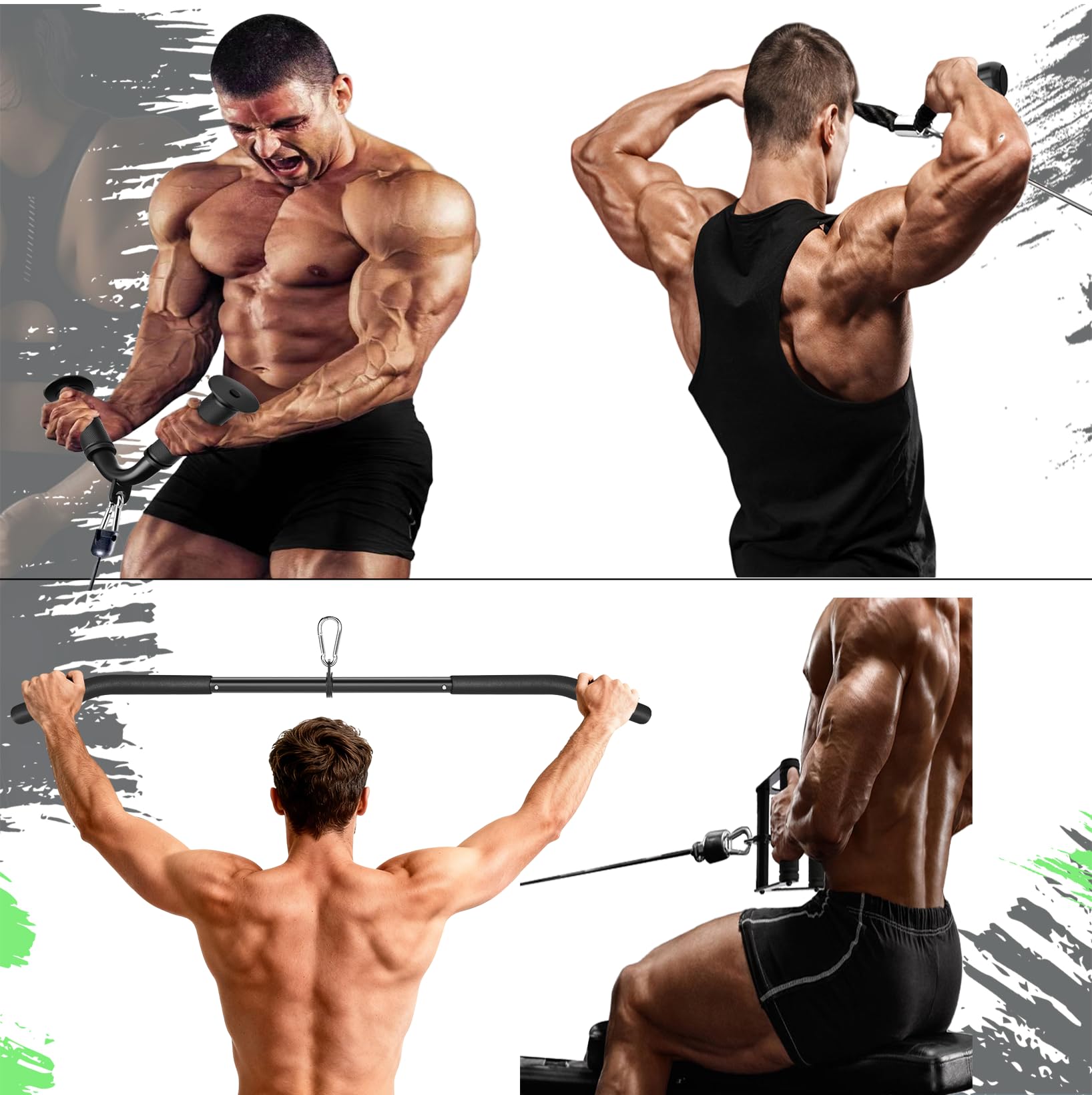 Kabelmaschinen-Aufsatz-Set, Lat-Pulldown-Aufsätze, Kabelmaschinen-Zubehör für Zuhause, Fitnessstudio, Krafttraining, 5 Stück