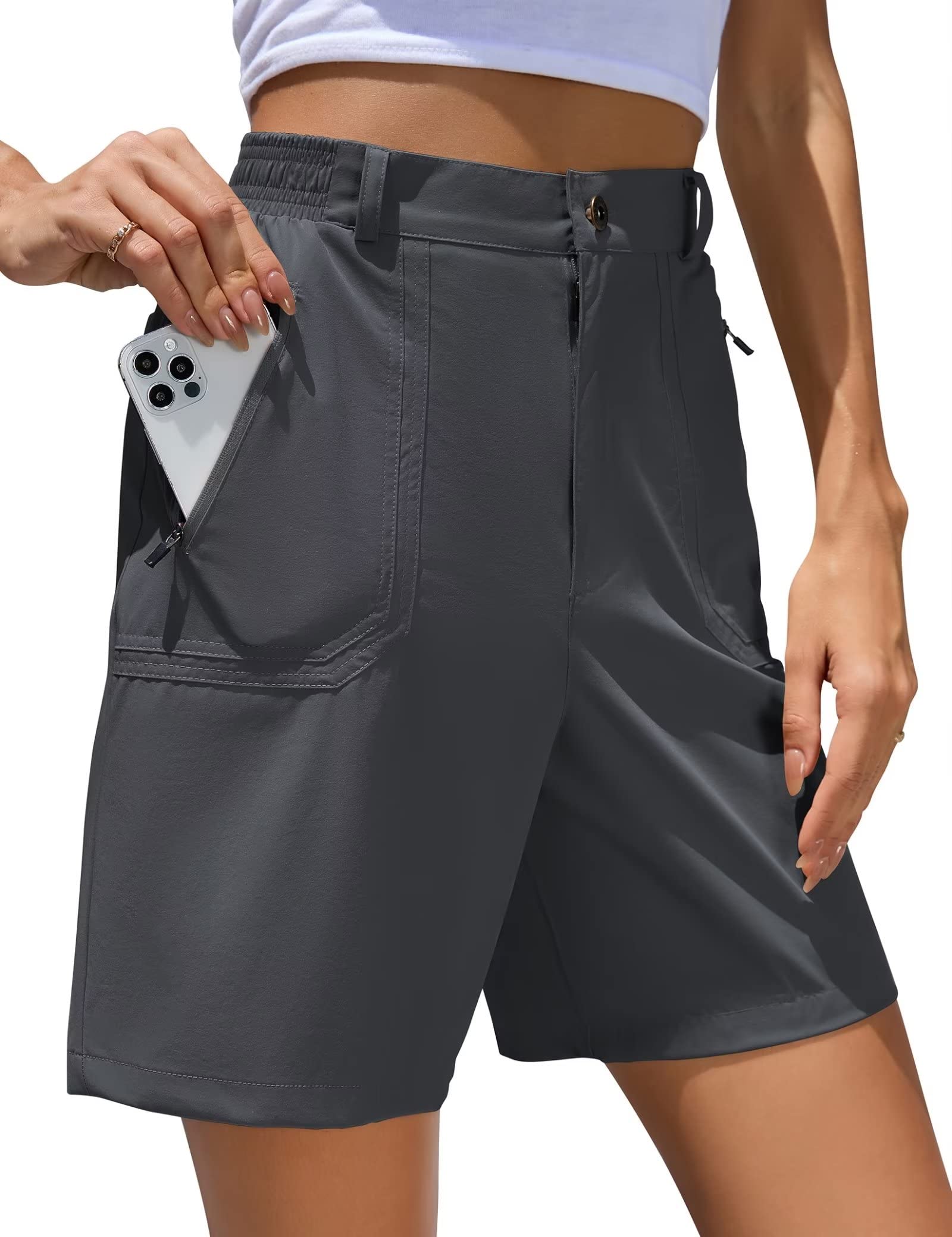 KOJOOIN Running Shorts for Women Elastic High Waisted Athletic Shorts