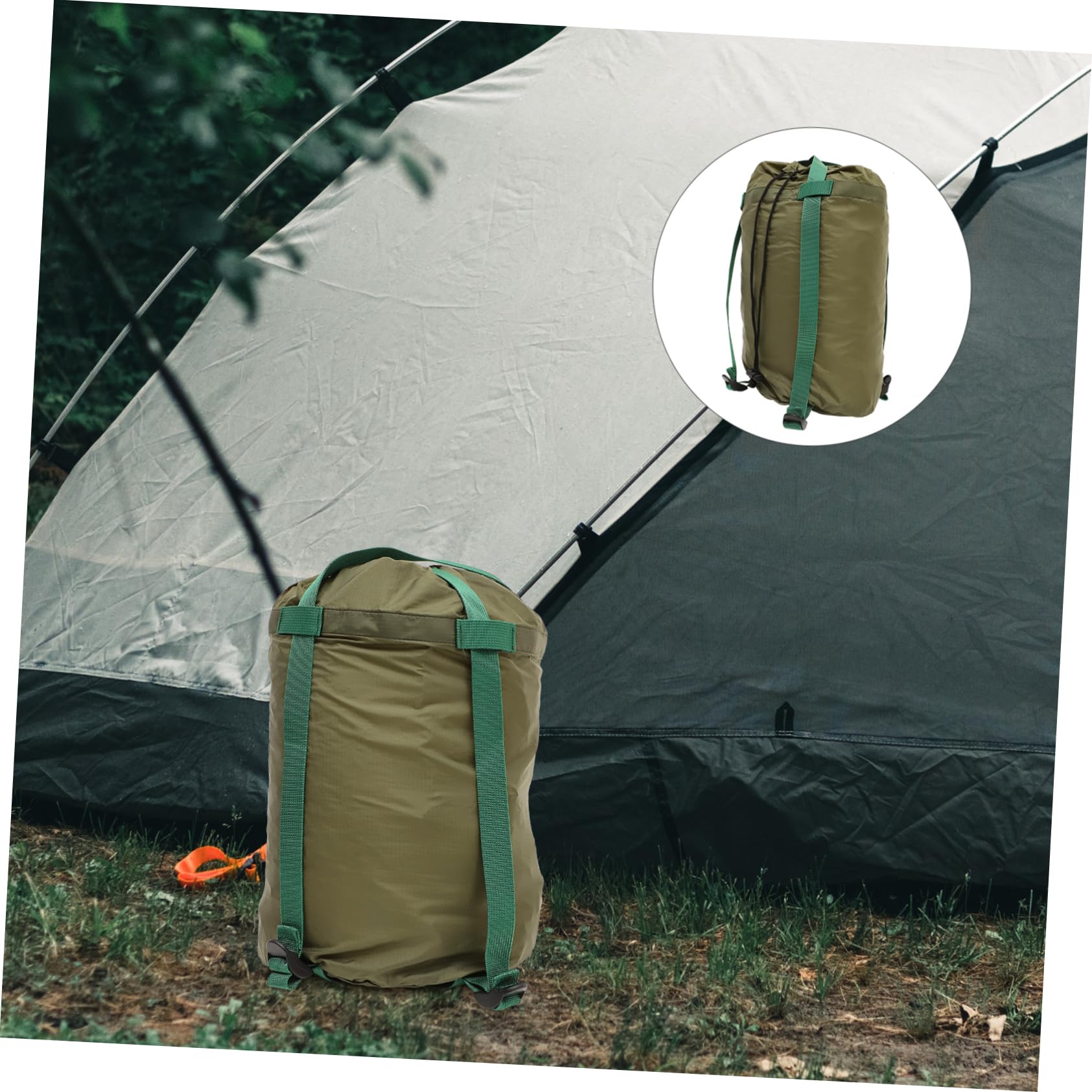 POPETPOP Portable Compression Bag for Outdoor Gear Drawstring Stuff Sack for Sleeping Bags Quilts Lightweight Storage for Camping and Hiking Green