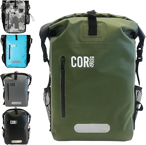 Cor Surf Mochila resistente 100% impermeable y mochila seca para nadar, navegar o kayak, diseño enrollable con costuras soldadas sónicamente y funda