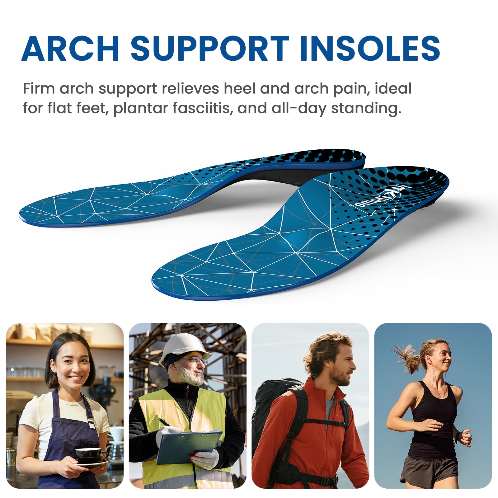 Plantillas Fascitis Plantar y Metatarsalgia-Soportes para Arco Alto con Almohadilla Metatarsal-Plantillas Ortopédicas para Alivio de Espolones Calcáneos y Dolor en el Antepié-Mujer 46-48|Hombre 44-46