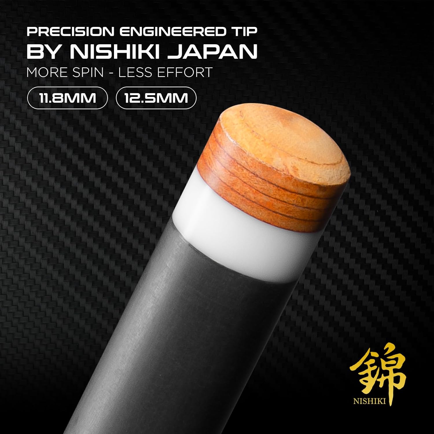 RHINO Eclipse II Carbon Fiber Pool Cue, Low Deflection Carbon Shaft with 11.8mm /12.5mm Nishiki Japan Tip and 3/8-8 Joint, Professional Pool Stick for Adults with Microfiber Leather Grip