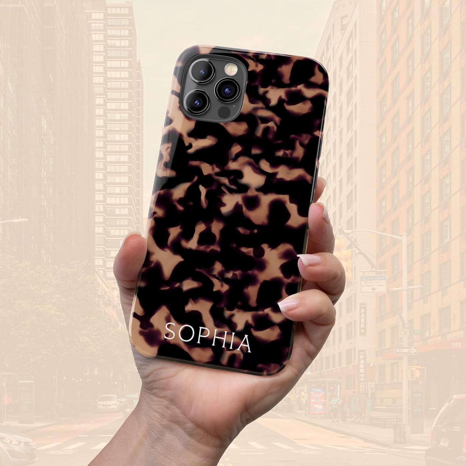 Custom Name Tortoise Shell Case, Animal Print Personalized Tort Case, Compatible with iPhone 17 Air, 16 Pro Max, 15 Plus, 14, 13 Mini, 12, 11, X/XS Max, XR, 7/8