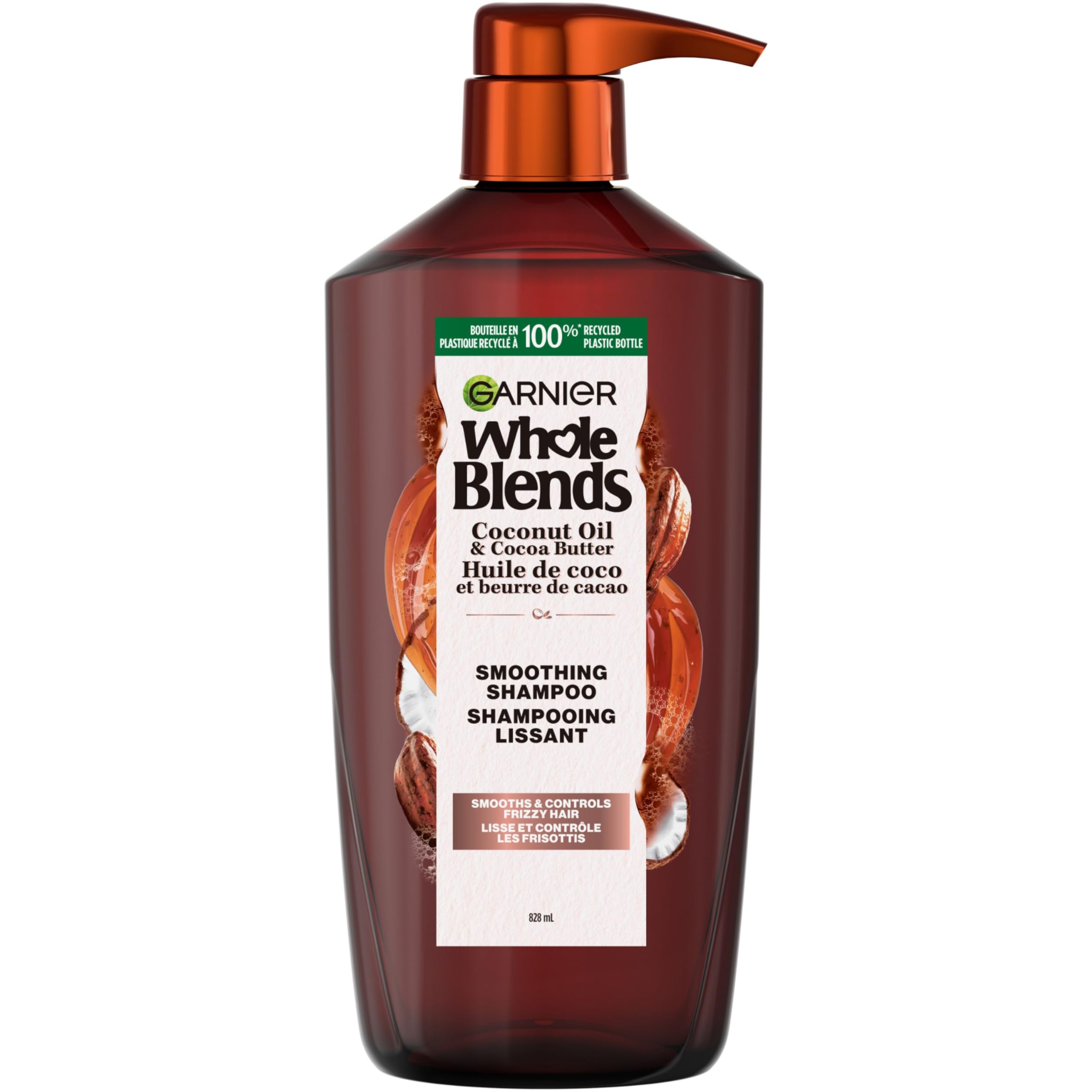 Garnier Whole Blends Smoothing Shampoo for Frizzy Hair, with