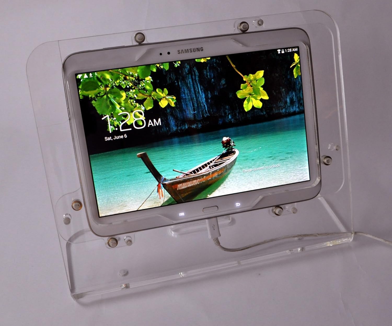 TABcare 7" Tablet Security Desktop EZ Stand for Kiosk, POS, Store, Show Display (Samsung Galaxy TAB A 7.0, Clear)
