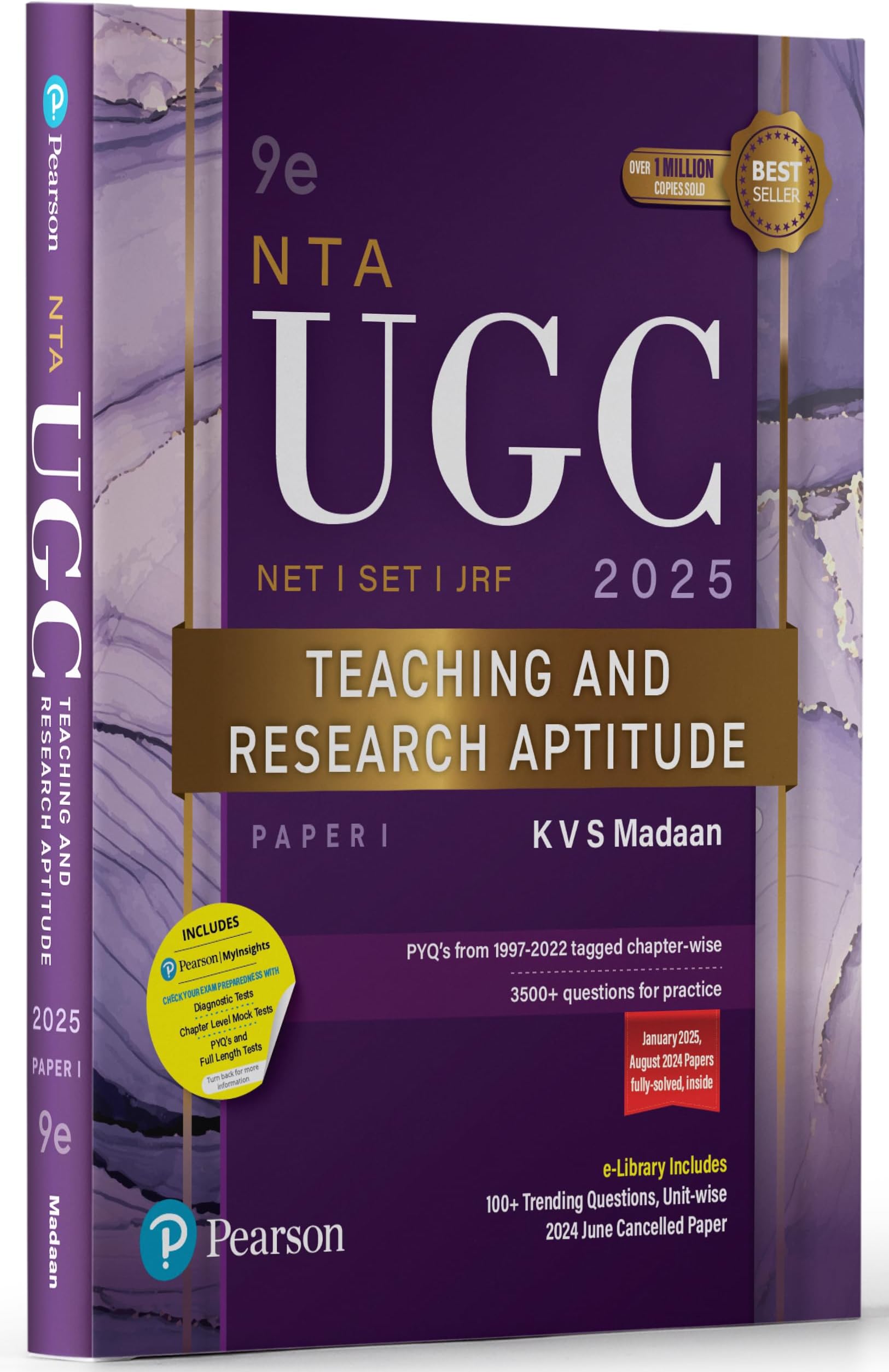 Pearson NTA UGC NET 2025 Paper 1 by KVS Madaan | Teaching & Research Aptitude | NET/SET/JRF | 3500+ Practice Questions | Unit-wise Previous Years’ ... Tests accessible through Pearson MyInsights
