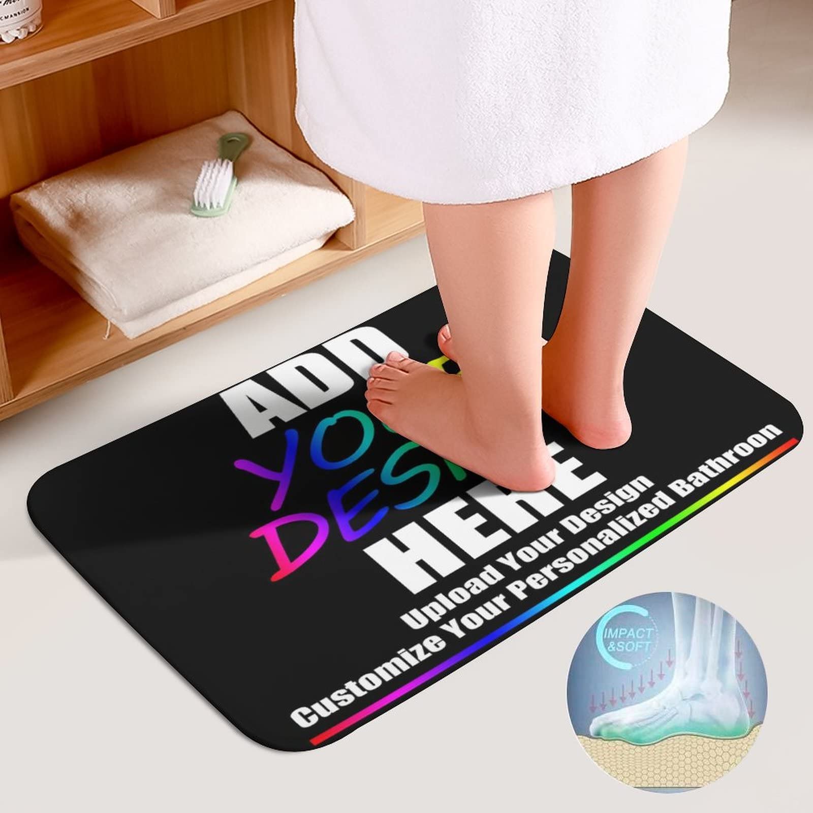 Custom 3-Piece Bathroom Rug Set - Personalized With Your Photo/Text, Non-Slip, 100% Polyester, Contour Mat & Lid Cover