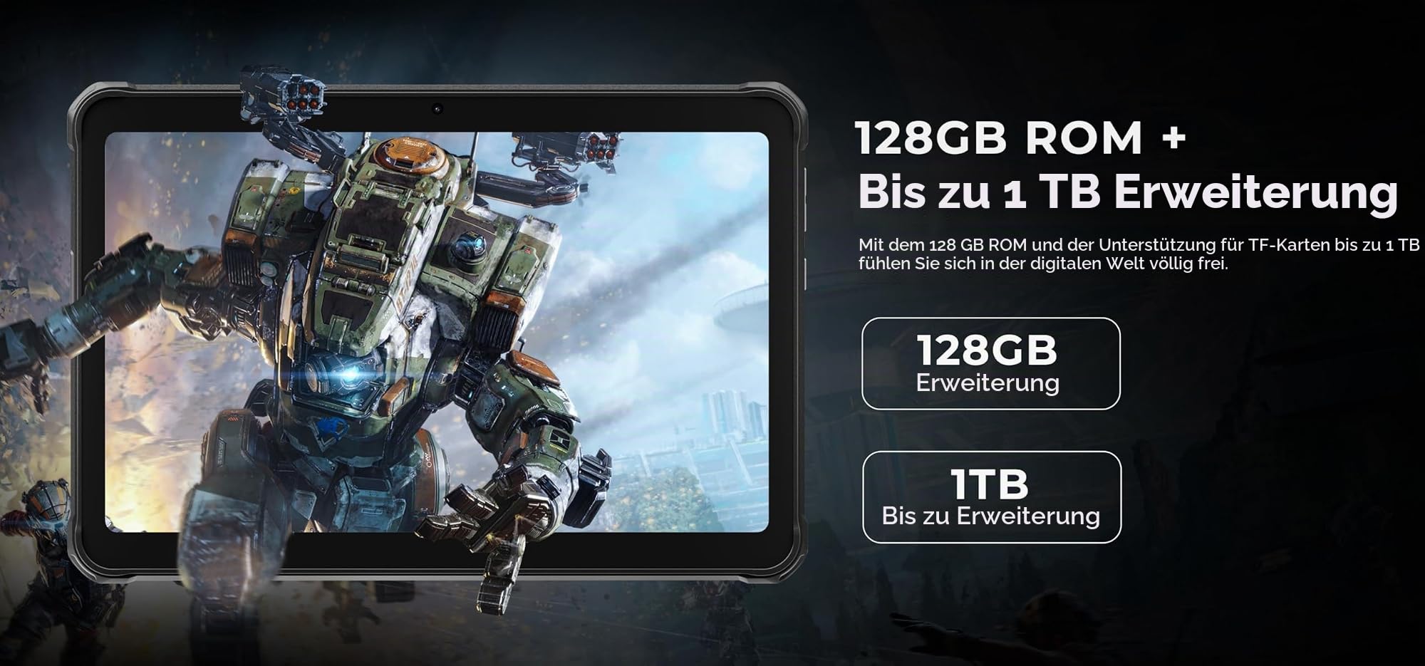 HOTWAV R8 Outdoor Tablet 2026, 12GB+128GB/1TB Handys, Android 14 Tablet 10.1" HD+, 10800mAh Rugged Tablete, 13MP+5MP, IP68 Waterproof Outdoor Smartphone 4G LTE,5G WiFi,OTG,GPS,FM,Face ID,Schwarz