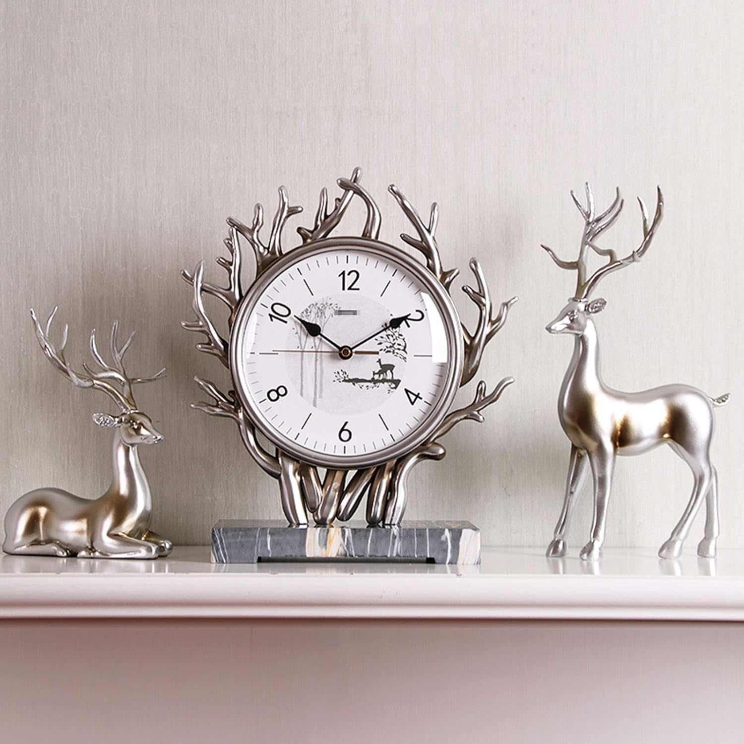 Table Clocks for Living Room Modern Creative Silent Desktop Clock Home Decoration Desk Clock,Battery Operated Classic Mantel Clocks for Living Room Fireplace,