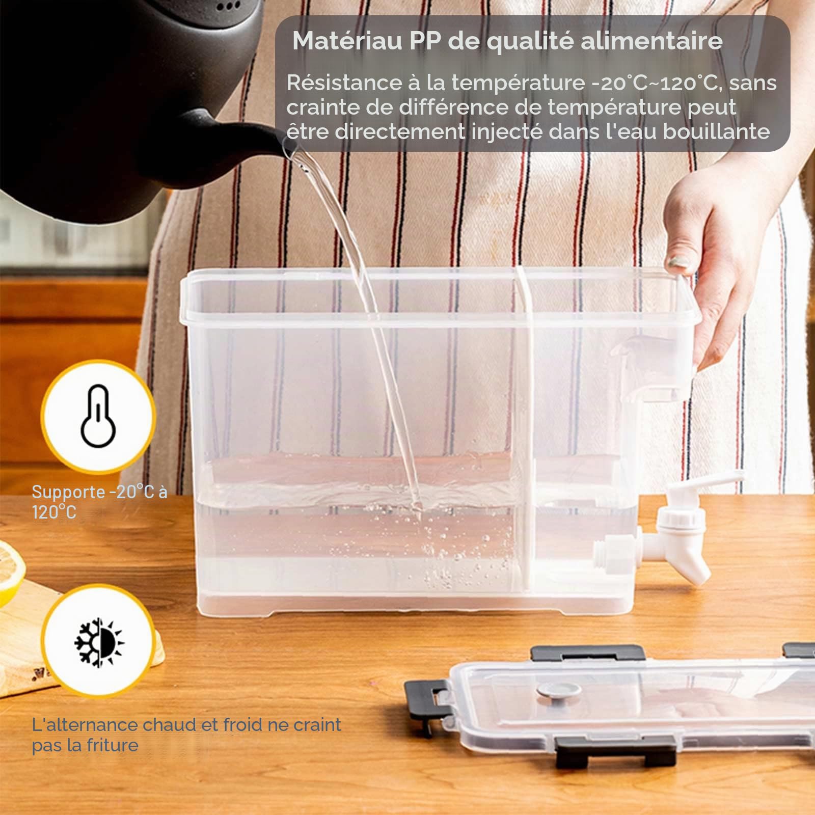 Distributeur de boisson en plastique de 3,5 L avec robinet et filtre pour réfrigérateur, limonade, jus, eau avec couvercle pour fêtes, mariages, Blanc, 1 pièce