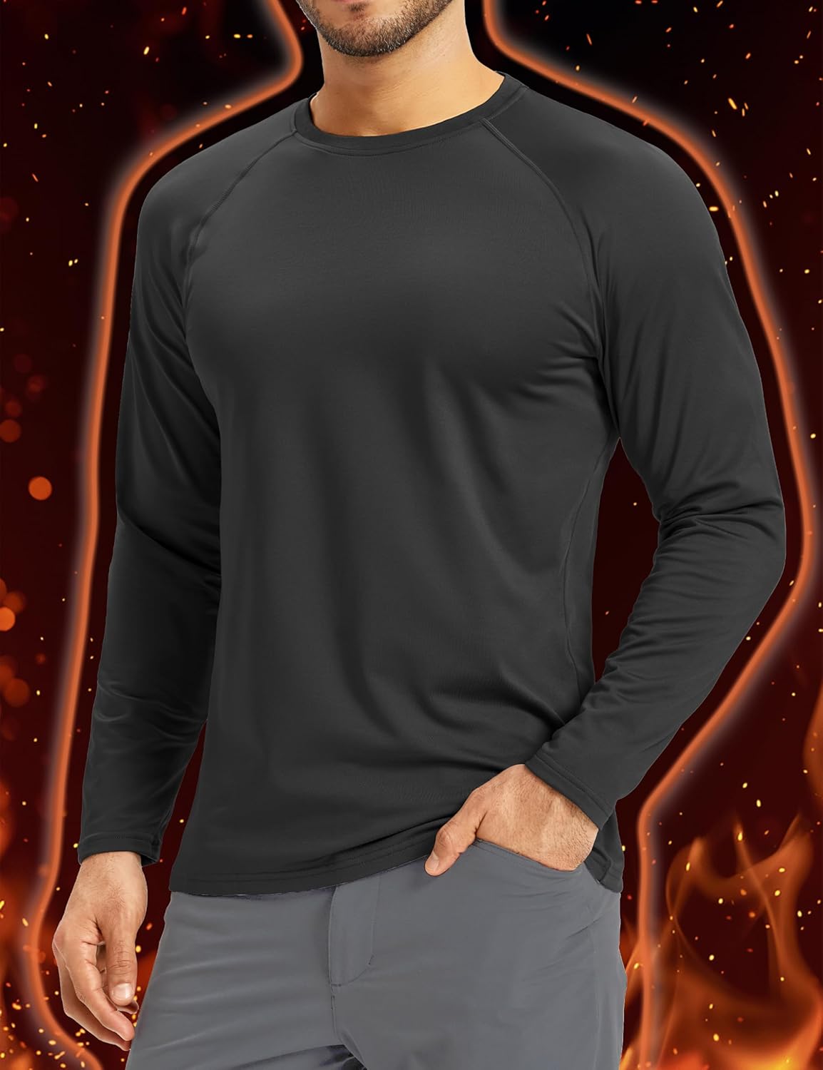 Boladeci Men's Thermal Underwear Tops Fleece Lined Base Layer Long Sleeve Shirts for Cold Weather - Image 2