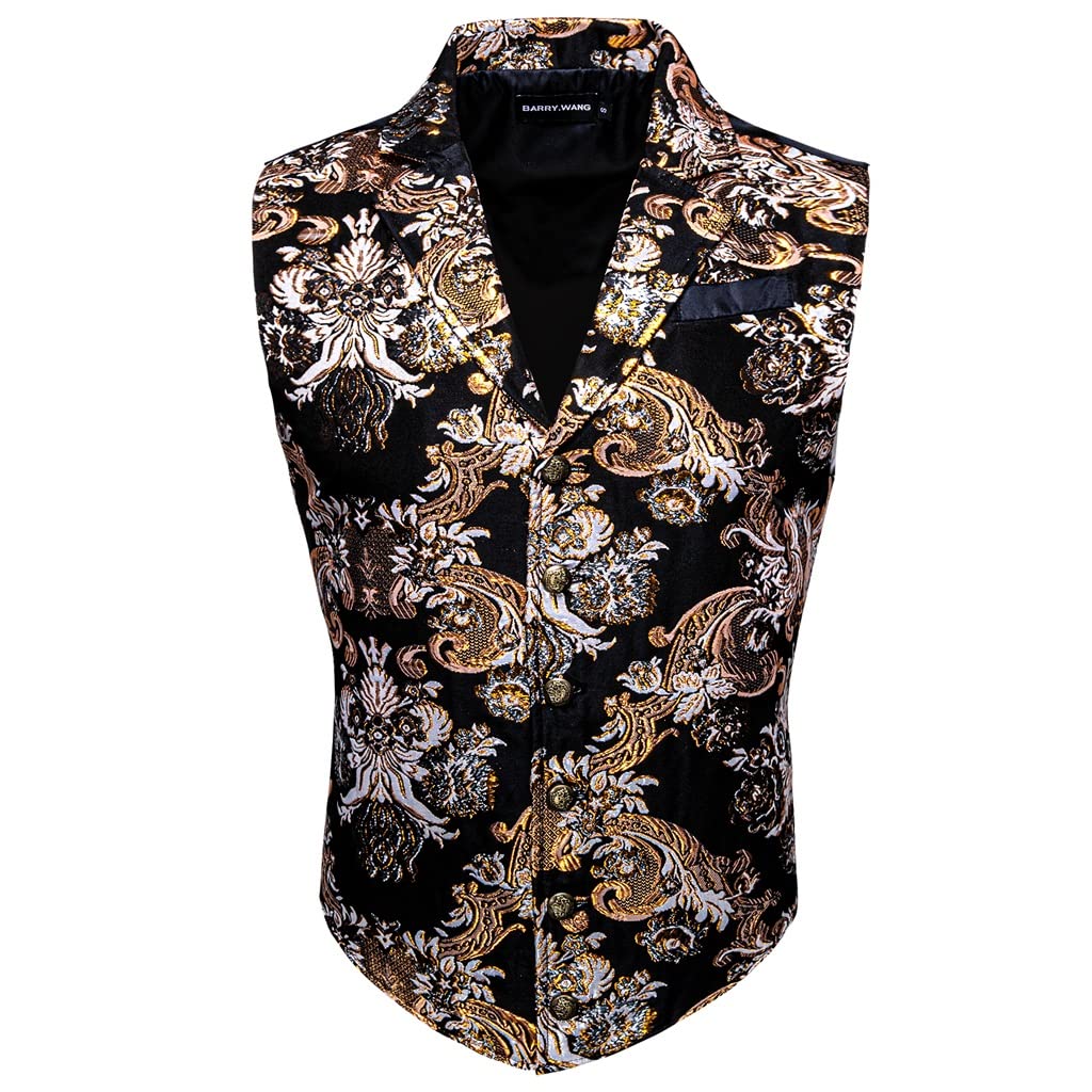Gilet de mariage floral marron en soie pour marié et cérémonies chic