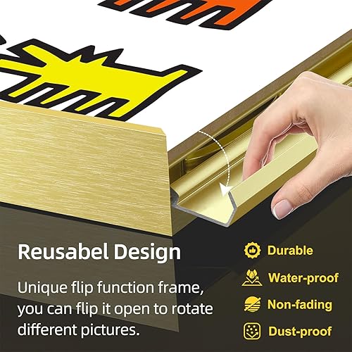 Miniatura 3 de GLODD Keith Haring - Arte de pared, lienzo de perros ladrando, arte de línea negra, colores surtidos, 8 x 10 pulgadas