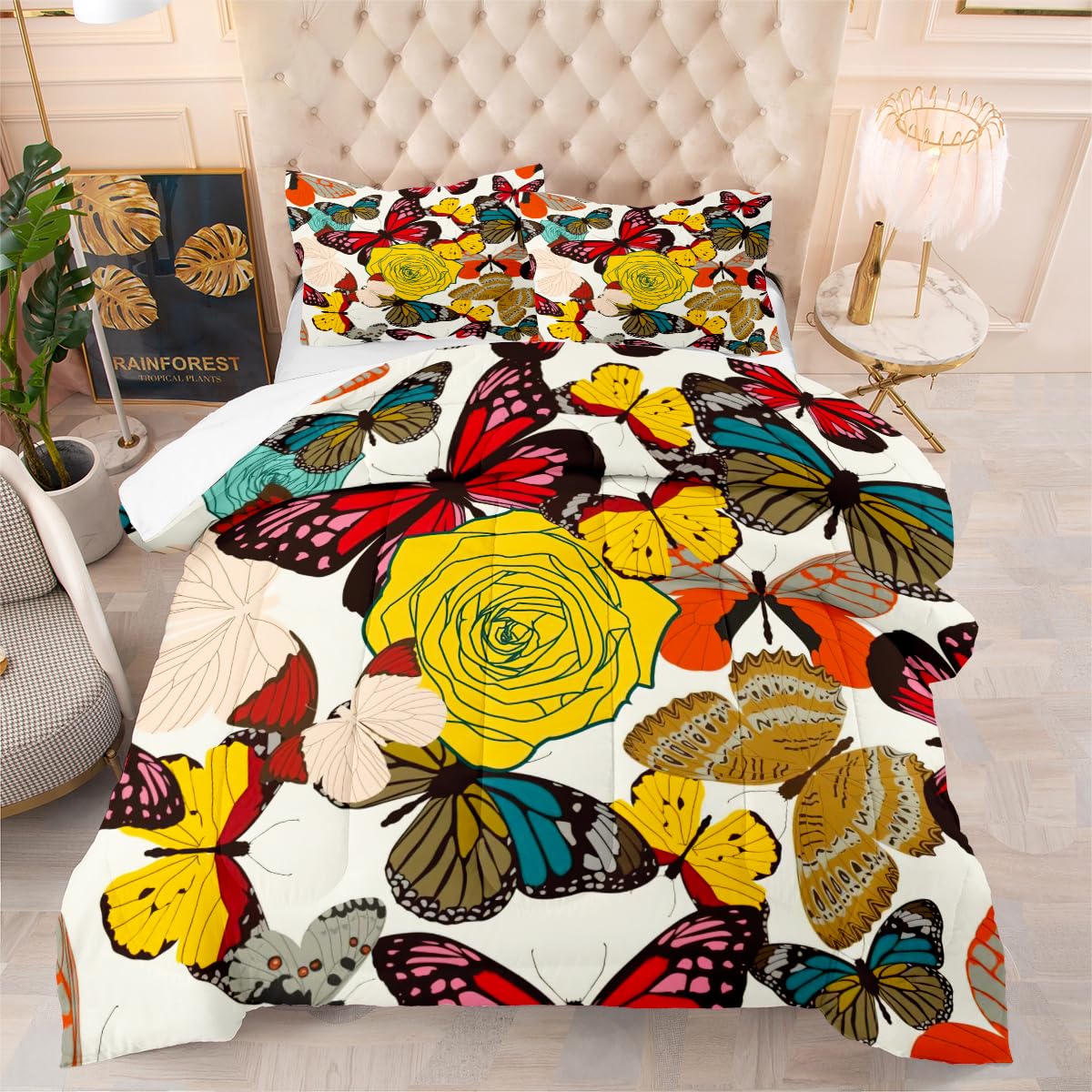 Quilt microfibre 4 saisons respirant imprimé floral pour des nuits douces toute l'année