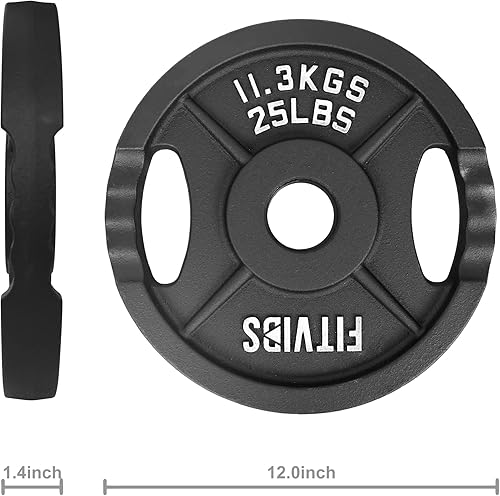 Miniatura 2 de Signature Fitness Olympic - Placa de pesas de hierro fundido de 2 pulgadas para entrenamiento de fuerza y levantamiento de pesas, varios tamaños