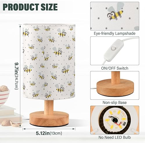 Miniatura 3 de Lámparas de noche para sala de estar, pequeñas abejas lindas Happy Polka Dots Lamp para habitación de los niños, casa de campo dormitorio