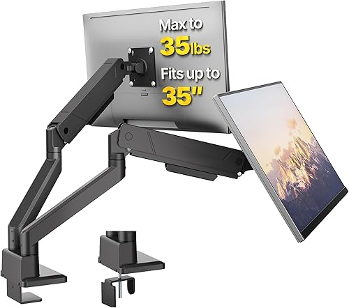 monTEK Dual Monitor Mount Monitor Arms for 2 Monitors for 17 to 35 Inch Curved Screen Holds 35 Lbs Adjustable Heavy Duty Monitor Desk Mount Cable