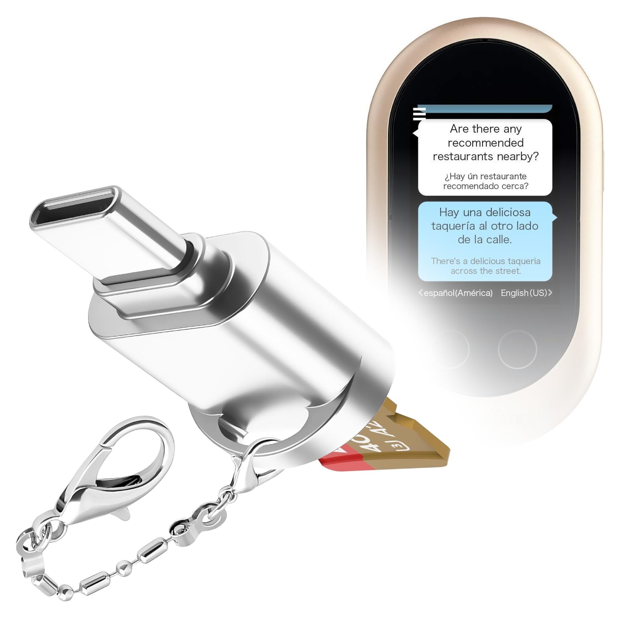 BoxWave Adapter Compatible with Pocketalk Classic - Micro SD Card miniReader, USB Type-C OTG Reader USB3.0 Adapter Keychain - Metallic Silver-picture-23